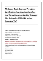 McKissock Basic Appraisal Principles &NewLine;Certification Exam Practice Questions &NewLine;And Correct Answers &lpar;Verified Answers&rpar; &NewLine;Plus Rationales 2026 Q&A Instant &NewLine;Download Pdf 