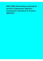 WGU D662 Personalized Learning for Inclusive Classrooms Objective Assessment &ndash; Questions & Study Guide