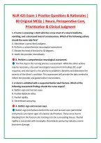 NUR 425 Exam 1 Practice Questions & Rationales &vert; &NewLine;80 Original MCQs &vert; Neuro&comma; Perioperative Care&comma; &NewLine;Prioritization & Clinical Judgment