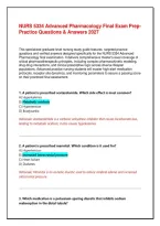 NURS 5334 Advanced Pharmacology Final Exam Prep&colon; Practice Questions & Answers