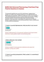 NURS 5334 Advanced Pharmacology Final Exam Prep&colon;  Practice Questions & Answers