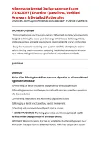 Minnesota Dental Jurisprudence Exam 2026&sol;2027 &vert; Practice Questions&comma; Verified Answers & Detailed Rationales