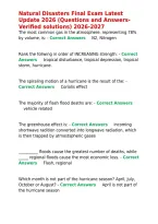 Natural Disasters Final Exam Latest Update 2026 &lpar;Questions and Answers-Verified solutions&rpar; 2026