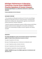 Michigan Maintenance & Alteration Contractor License Exam 2026&sol;2027 &vert; Practice Questions & Correct Answers