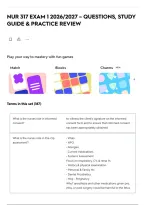 Nur 317 Exam 1 2026&sol;2027 &ndash; Questions&comma; Study Guide & Practice Review