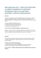 Pmp Exam 2026&ndash;2027 &ndash; Practice Questions &NewLine;& Correct Answers With Detailed &NewLine;Rationales &vert; New July 2026 Exam &NewLine;Blueprint &vert; Instant Download Pdf