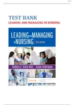 Test Bank for Leading and Managing in Nursing&comma; 8th Edition by Patricia S&period; Yoder-Wise & Susan Sportsman &vert; Questions and Answers &vert; Chapters 1&ndash;25