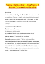 Nursing Pharmacology &ndash; Drug Classes & Nursing Considerations Questions
