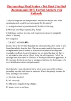 Pharmacology Final Review - Test Bank Verified Questions and 100&percnt; Correct Answers with Rationale