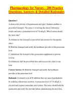 Pharmacology for Nurses &ndash; 200 Practice Questions&comma; Answers & Detailed Rationales