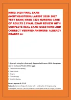 Nrsg 3420 Exam 3 &lpar;Northeastern&rpar; Latest &NewLine;2026&sol; 2027 Test Bank&vert; Nrsg 3420 Nursing Care &NewLine;Of Adults 2 Exam 3 Review With Complete &NewLine;Real Exam Questions And Correct Verified &NewLine;Answers&sol; Already Graded A&plus;