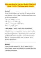 Pharmacology for Nurses &ndash; Latest 2026-2027 Exam Practice Questions with Answers