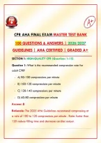 CPR AHA Final Exam Master Test Bank &vert; 100 Questions & Answers &vert; 2026&sol;2027 Guidelines &vert; AHA Certified &vert; Graded A&plus;&NewLine;