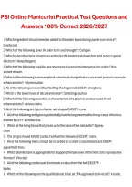 PSI Online Manicurist Practical Test 2026&sol;2027&colon; Practice Questions&comma; Answers & Detailed Explanations &vert; Nail Technician Exam Prep
