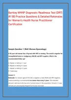 Barkley WHNP Diagnostic Readiness Test &lpar;DRT&rpar; &NewLine;&num;1 100 Practice Questions & Detailed Rationales &NewLine;for Women&rsquo;s Health Nurse Practitioner &NewLine;Certification
