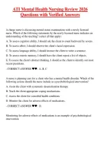 ATI Mental Health Nursing Review 2026&sol;2027 Questions with Verified Answers