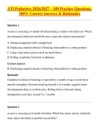 ATI Pediatrics 2026-2027 &ndash; 100 Practice Questions&comma; 100- Correct Answers & Rationales