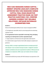 Wgu C202 Managing Human Capital &ndash;&NewLine;Newest Updated &lpar;2026-2027&rpar; Complete&NewLine;Approved Wgu C202 Managing Human&NewLine;Capital Final Exam &vert;Objective&NewLine;Assessment Practice Exam&vert; 240 Test&NewLine;Practice Questions &vert;100&percnt; Verified&NewLine;Answers &lpar;Correct Key Reliable&NewLine;Solutions&rpar; &vert; Det