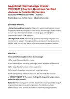 Nagelhout Pharmacology 1 Exam 1 2026&sol;2027 &vert; Practice Questions&comma; Verified Answers & Detailed Rationales