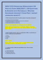 Wgu C215 Operations Management Oa Practice Exam 2026&sol;2027 &vert; 150 Questions & Answers With Rationales &vert; Western Governors University Exam Prep &vert; Instant Download Newest&excl;&excl;