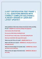 Cleet Certification Test Phase 1&comma; &NewLine;2 &vert; All Questions Merged With &NewLine;Correct Complete Solutions &vert;&vert; &NewLine;Already Graded A&plus; &vert;&vert;2026-2027 &NewLine;Latest Update&excl;&excl;