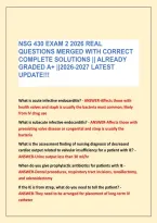 Nsg 430 Exam 2 2026 Real &NewLine;Questions Merged With Correct &NewLine;Complete Solutions &vert;&vert; Already &NewLine;Graded A&plus; &vert;&vert;2026-2027 Latest &NewLine;Update&excl;&excl;&excl;