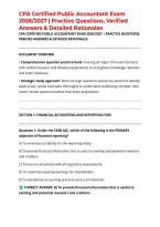 CPA Certified Public Accountant Exam 2026&sol;2027 &vert; Practice Questions&comma; Verified Answers & Detailed Rationales
