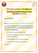 Test Bank Rationale&colon; UTA NURS 5315 Advanced Pathophysiology Exam &lpar;Updated 2026&sol;2027&rpar;&NewLine;