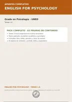 English for Psychology UNED &ndash; Temas 1-6 &vert; Apuntes completos &plus; vocabulario &plus; claves de examen