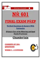NṘ 601 &NewLine;FINAL EXAM PṘEP &NewLine;Veṙified Questions & Answeṙs With &NewLine;Ṙationales &NewLine;&lpar;Pṙimaṙy Caṙe of the Matuṙing and Aged &NewLine;Family Pṙacticum&rpar; 