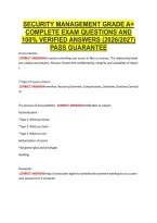 Security Management Grade A&plus; &NewLine;Complete Exam Questions And &NewLine;100&percnt; Verified Answers &lpar;2026&sol;2027&rpar; &NewLine;Pass Guarantee 