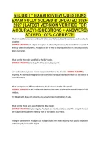 Security Exam Review Questions &NewLine;Exam Fully Solved & Updated 2026&NewLine;2027 &lpar;Latest Version Verified For &NewLine;Accuracy&rpar; &lpar;Questions &plus; Answers&rpar; &NewLine;Solved 100&percnt; Correct&excl;&excl; 