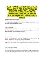 Blue Team Exam Newest Actual &NewLine;Exam Complete Questions And &NewLine;Correct Detailed Answers &NewLine;&lpar;Verified Answers&rpar; &vert;Already &NewLine;Graded A&plus;&vert;&vert;Brand New Version &NewLine;2026&excl;&excl;&excl;