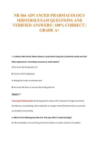 Nr 566 Advanced Pharmacology&NewLine;Midterm Exam Questions And&NewLine;Verified Answers &vert; 100&percnt; Correct &vert;&NewLine;Grade A&plus;