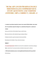 Nr 566 Advanced Pharmacology&NewLine;Midterm Exam Comprehensive&NewLine;Study Questions And Verified&NewLine;Answers &vert; 100&percnt; Correct &vert; Grade A&plus;