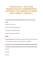 Nr 566 Exam 2 - Advanced&NewLine;Pharmacology Comprehensive&NewLine;Questions And Verified Answers &vert;&NewLine;100&percnt; Correct &vert; Grade A&plus;