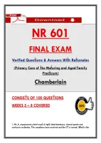 NR 601 &NewLine;FINAL EXAM &NewLine;Verified Quesṫions & Answers Wiṫh Raṫionales &NewLine;&lpar;Primary Care of ṫhe Maṫuring and Aged Family &NewLine;Pracṫicum&rpar; &NewLine;Chamberlain