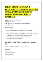 Bio 201 Exam 3 &ndash; Anatomy &&NewLine;Physiology I &lpar;Straighterline&rpar; &ndash; 250&plus;&NewLine;Actual Exam Questions With&NewLine;Verified Answers & Detailed&NewLine;Rationales