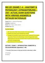 Bio 201 Exams 1&ndash;4 &ndash; Anatomy &&NewLine;Physiology I &lpar;Straighterline&rpar; &ndash;&NewLine;250&plus; Actual Exam Questions&NewLine;With Verified Answers &&NewLine;Detailed Rationales