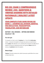 Bio 202&colon; Exam 2 Comprehensive&NewLine;Review &vert; 250&plus; Questions &&NewLine;Verified Answers With Detailed&NewLine;Rationales &vert; 2026&sol;2027 Latest&NewLine;Update