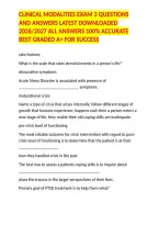 Clinical Modalities Exam 3 Questions And Answers Latest Downloaded 2026&sol;2027 All Answers 100&percnt; Accurate Best Graded A&plus; For Success