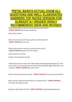 Pistol Basics Actual Exam All &NewLine;Questions And Well Elaborated &NewLine;Answers Top Rated Version For &NewLine;Already A&plus; Graded Highly &NewLine;Recommended &vert;New And Revised 