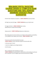 Nra Basic Pistol Shooting &NewLine;Course Grade A&plus; Complete Exam &NewLine;Questions And 100&percnt; Verified &NewLine;Answers &lpar;2026&sol;2027&rpar; Pass &NewLine;Guarantee 