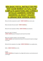 Nra Basic Pistol Instructor Pre&NewLine;Test Exam Newest Actual Exam &NewLine;Complete Questions And Correct &NewLine;Detailed Answers &lpar;Verified &NewLine;Answers&rpar; &vert;Already Graded &NewLine;A&plus;&vert;&vert;Brand New Version 2026&excl;&excl;&excl; 