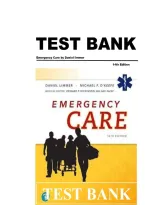 Test Bank for Emergency Care 14th Edition by Daniel Limmer&comma; Michael F&period; O'Keefe and Edward T&period; Dickinson &vert; Comprehensive EMT and EMS Exam Prep &vert; All Chapters Complete &vert; Questions and Answers