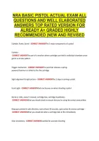 Nra Basic Pistol Actual Exam All &NewLine;Questions And Well Elaborated &NewLine;Answers Top Rated Version For &NewLine;Already A&plus; Graded Highly &NewLine;Recommended &vert;New And Revised 