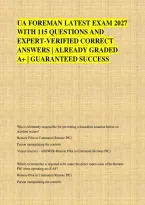 Ua Foreman Latest Exam 2027 &NewLine;With 115 Questions And &NewLine;Expert-Verified Correct &NewLine;Answers &vert; Already Graded &NewLine;A&plus; &vert; Guaranteed Success