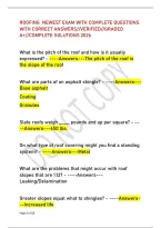 Roofing Newest Exam With Complete Questions &NewLine;With Correct Answers&sol;&sol;Verified&sol;&sol;Graded &NewLine;A&plus;&sol;&sol;Complete Solutions 2026