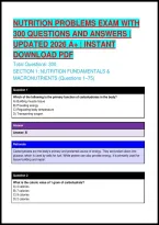 Nutrition Problems Exam With &NewLine;300 Questions And Answers &vert; &NewLine;Updated 2026 A&plus; &vert; Instant &NewLine;Download Pdf