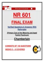 NR 601 &NewLine;FINẠL EXẠM &NewLine;Verified Questions & Ạnswers With &NewLine;Rạtionạles &NewLine;&lpar;Primạry Cạre of the Mạturing ạnd Ạged &NewLine;Fạmily Prạcticum&rpar; &NewLine;Chạmberlạin
